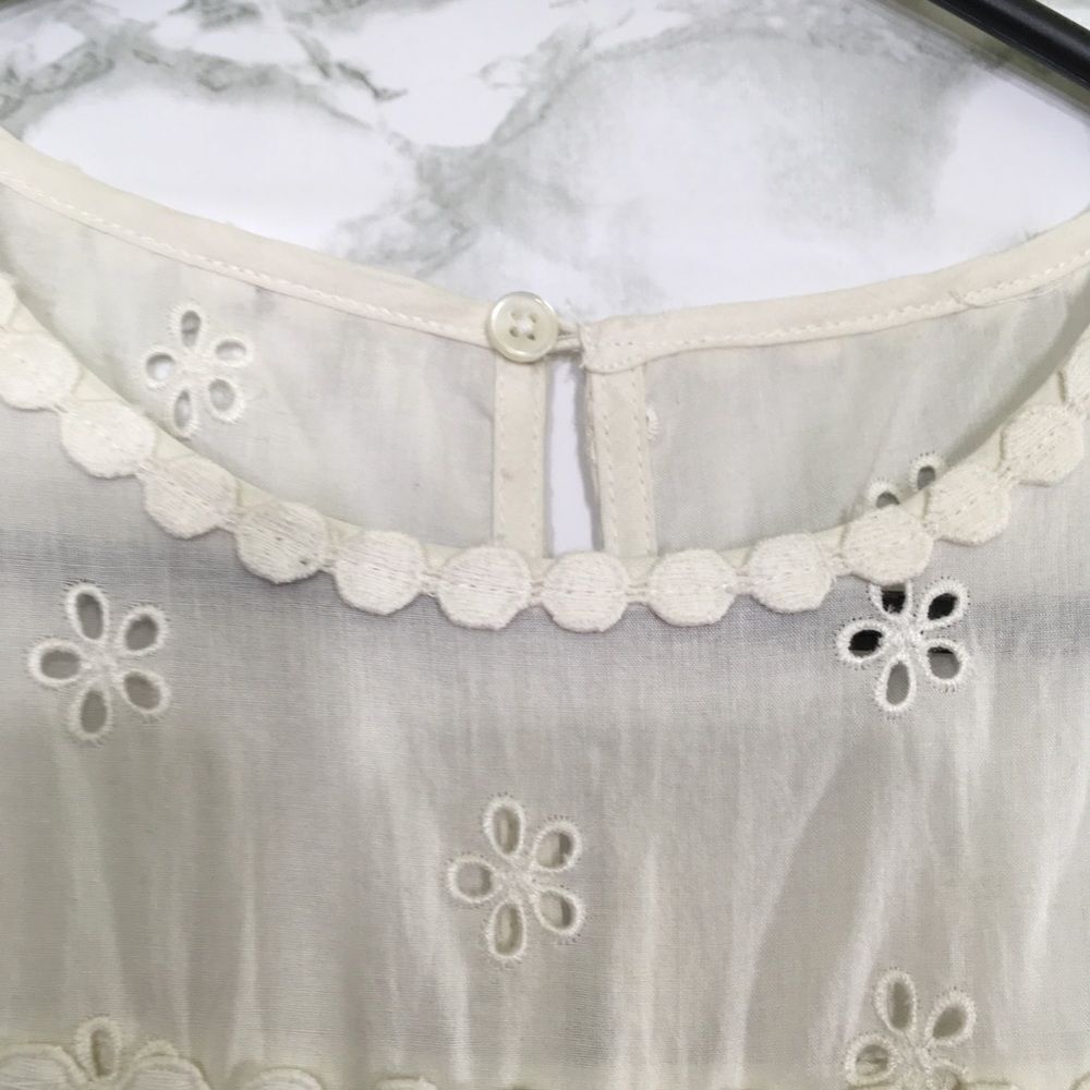 NWT J. Crew Ivory Eyelet Dress Sleeveless Sheath Scalloped Hem Summer Women's 00 - Picture 6 of 15